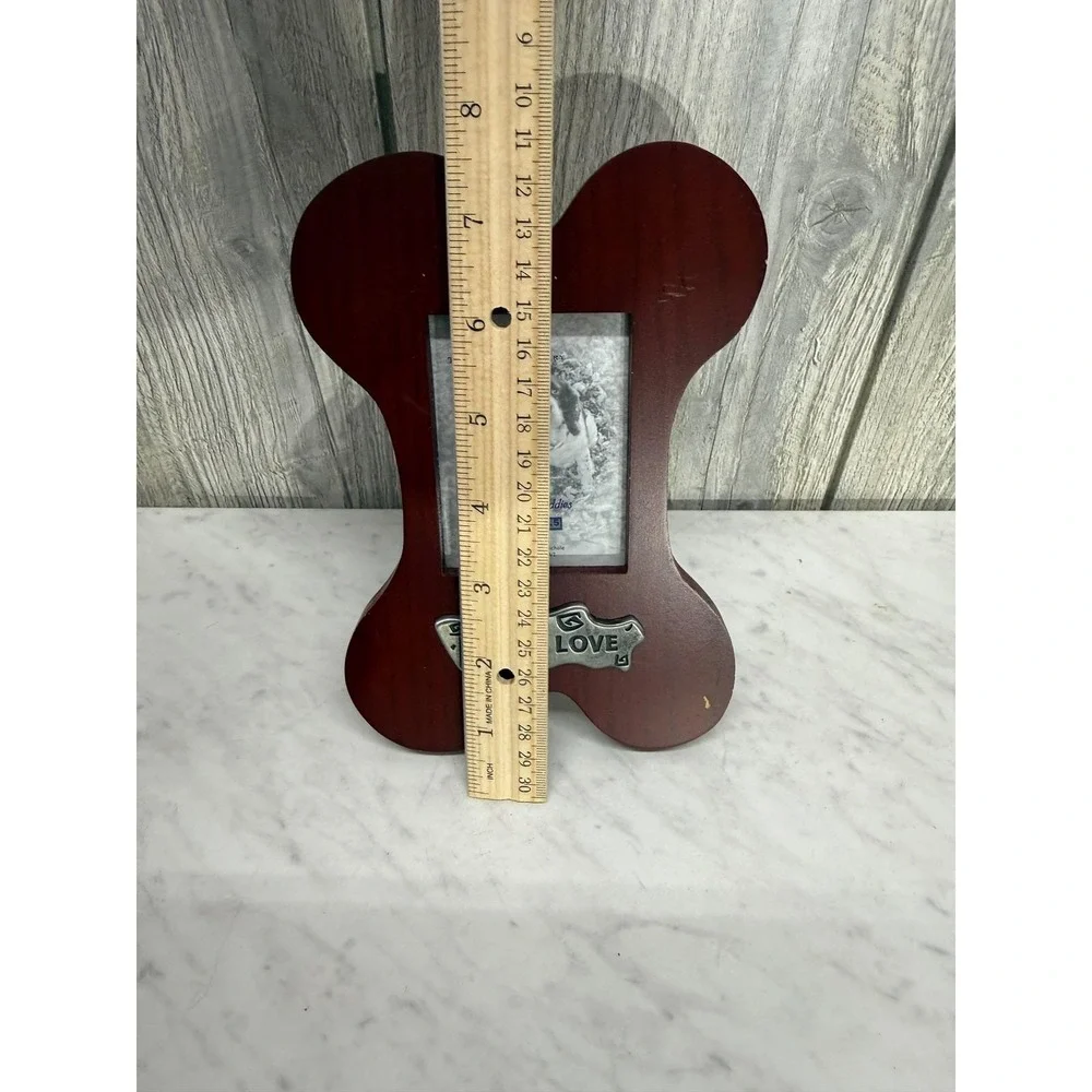 The Weston Gallery Puppy Love Dog Bone Wood Picture Frame 2.5x3.5 Mahogany Tone